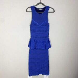 Rachel Roy Peplum Midi Dress Purple Womens XL Bodycon Knit Sheath Sleeveless